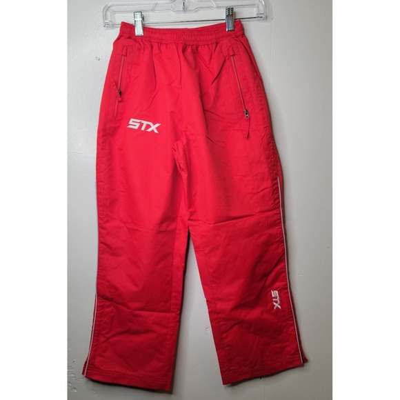 STX Warm Up Pants Red Elastic Waist Zip Pockets Athletic Activewear Youth Small - Picture 1 of 16